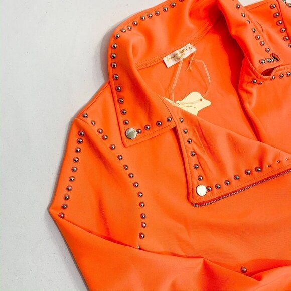 ORANGE STUDDED MOTOR JACKET - Picture 7 of 7